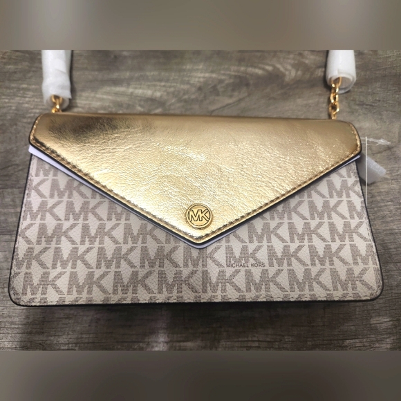 Michael Kors Jet Set Travel Flap Clutch Crossbody Bag - Pale Gold *NWT* - Picture 10 of 10